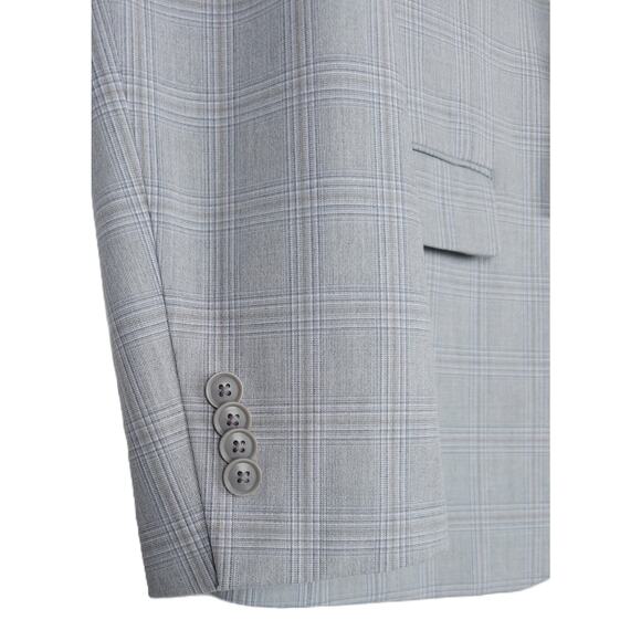 Alfani Men's Slim-Fit Stretch Suit Jacket Light Grey Plaid 44L NWT - Picture 5 of 7